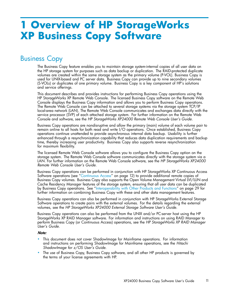 Business copy | HP StorageWorks XP Remote Web Console Software User Manual | Page 11 / 96