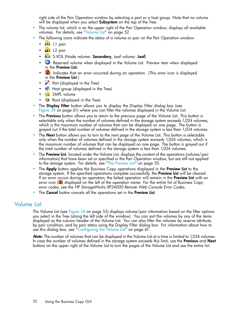 Volume list | HP StorageWorks XP Remote Web Console Software User Manual | Page 52 / 96