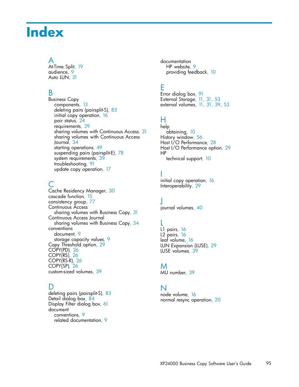 Index | HP StorageWorks XP Remote Web Console Software User Manual | Page 95 / 96