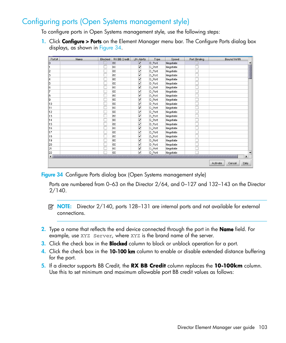 Configuring ports (open systems management style) | HP StorageWorks 2.64 Director Switch User Manual | Page 103 / 216