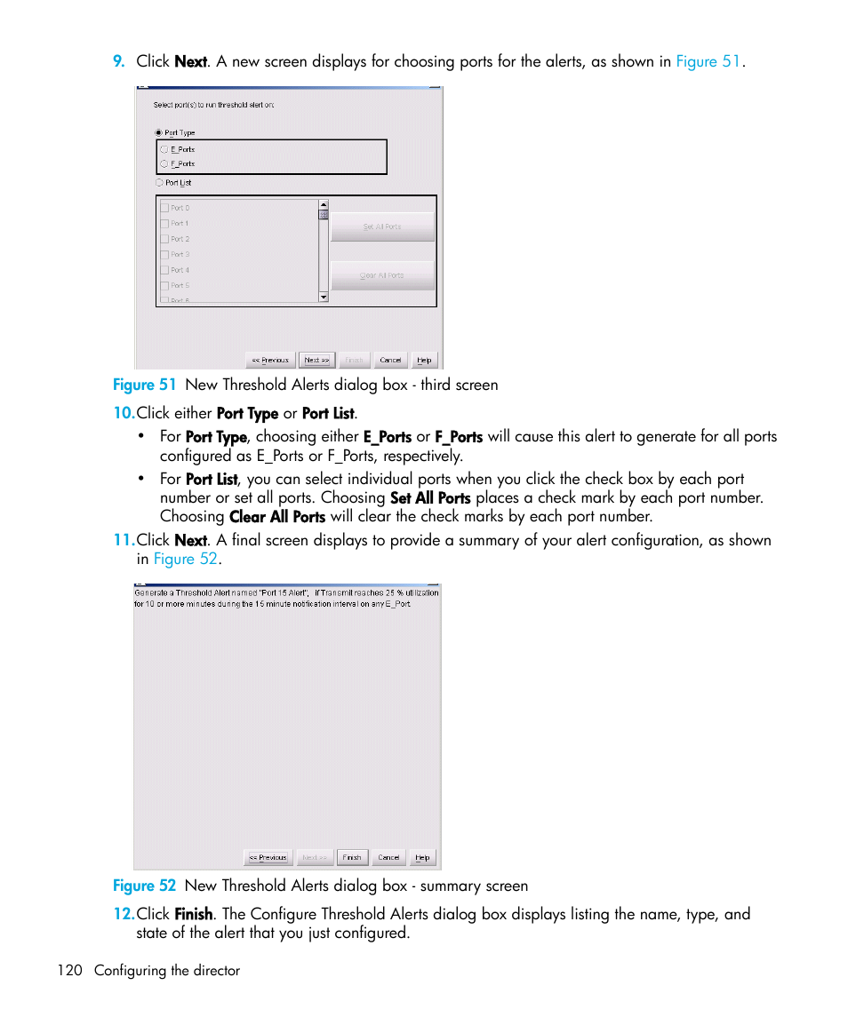 51 new threshold alerts dialog box - third screen | HP StorageWorks 2.64 Director Switch User Manual | Page 120 / 216