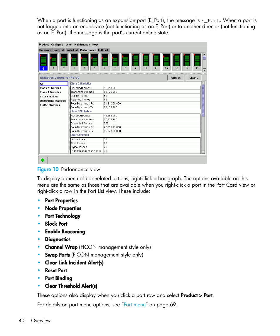 Figure 10 performance view, 10 performance view, Figure 10 | HP StorageWorks 2.64 Director Switch User Manual | Page 40 / 216