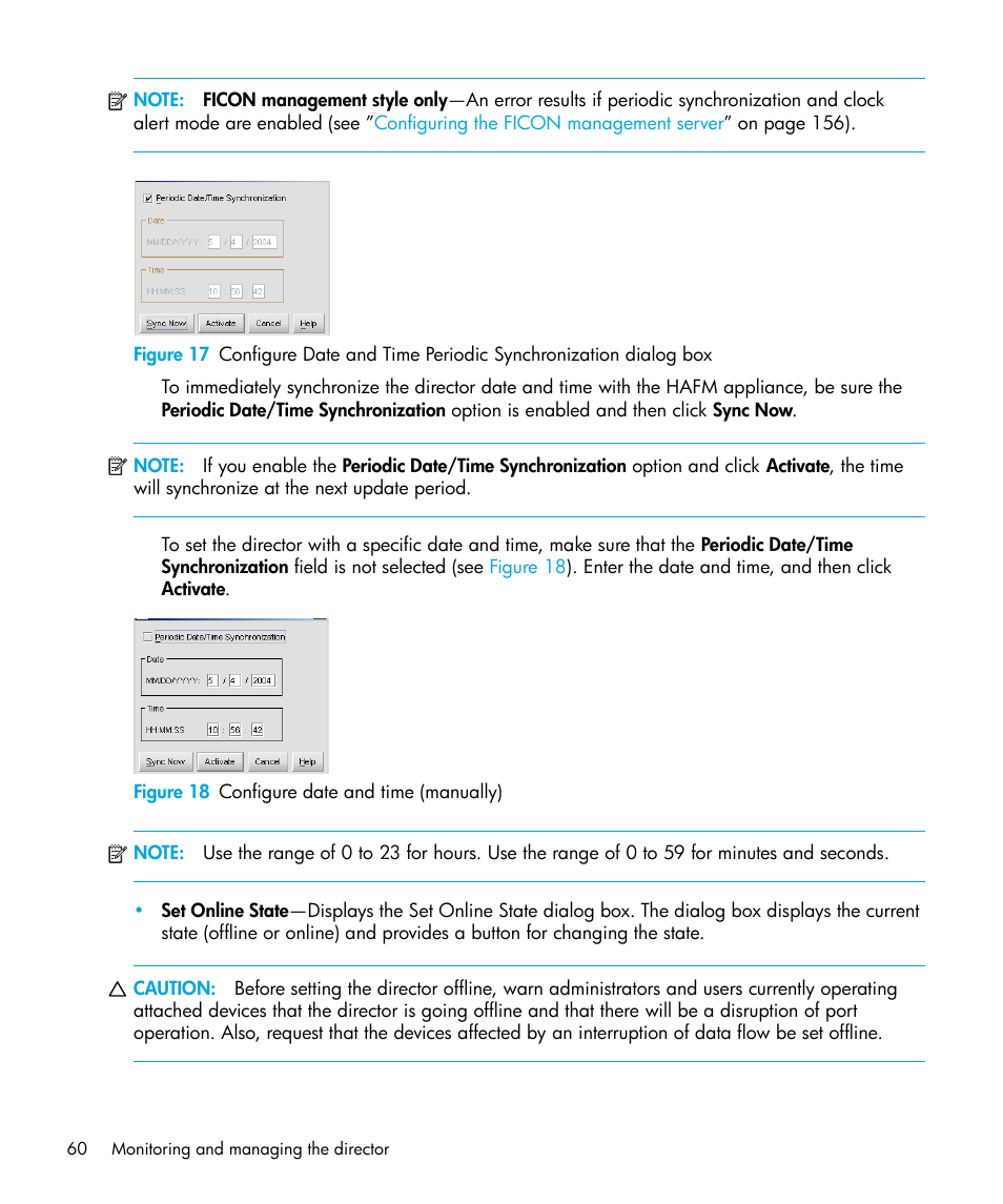Figure 18 configure date and time (manually), 18 configure date and time (manually), N in | Figure 17 | HP StorageWorks 2.64 Director Switch User Manual | Page 60 / 216