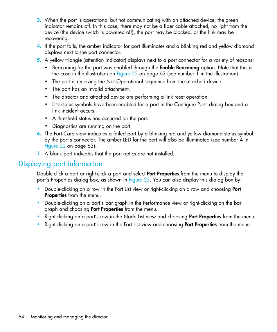 Displaying port information | HP StorageWorks 2.64 Director Switch User Manual | Page 64 / 216