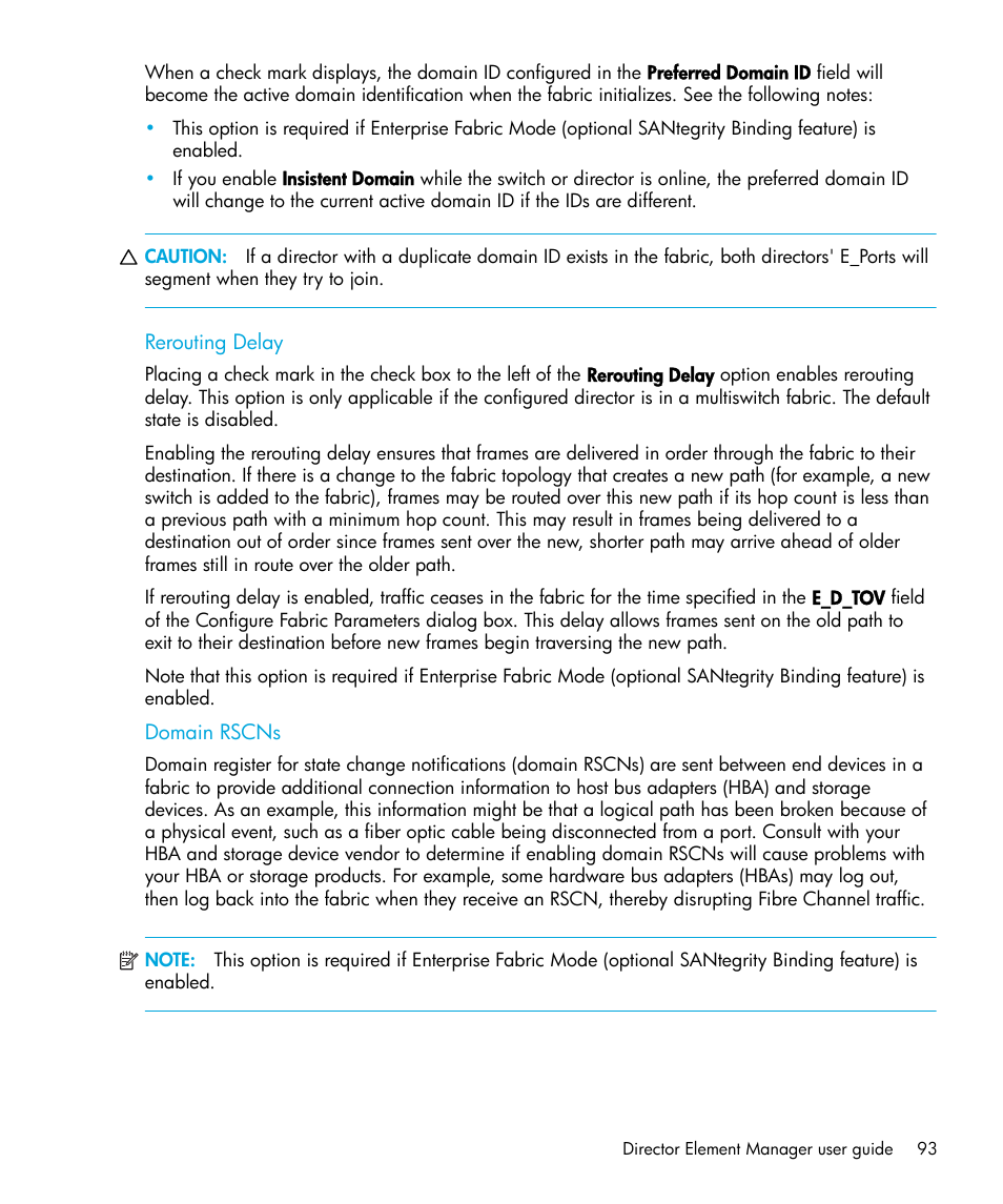 Rerouting delay, Domain rscns | HP StorageWorks 2.64 Director Switch User Manual | Page 93 / 216