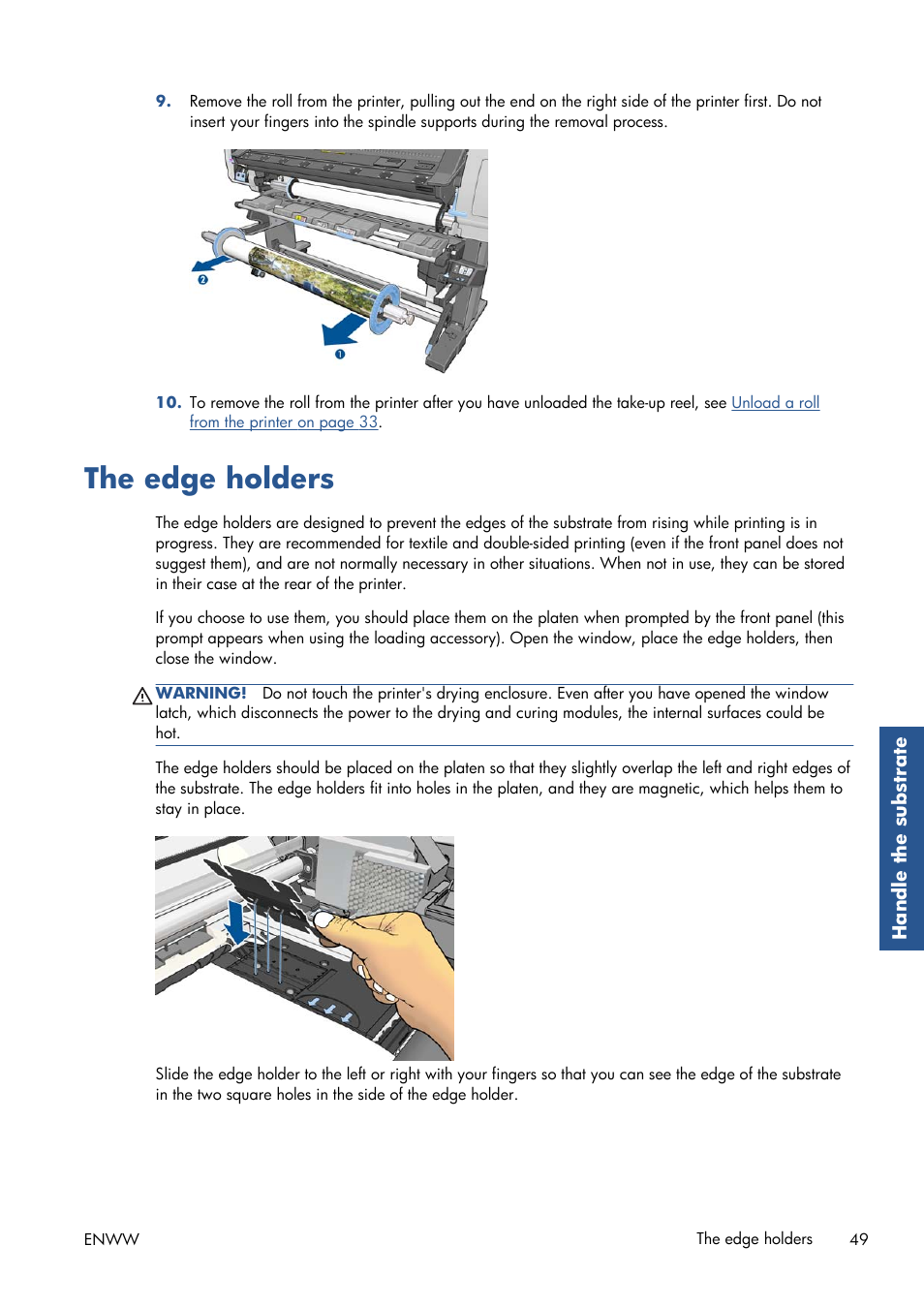 The edge holders | HP Latex 210 Printer User Manual | Page 53 / 95