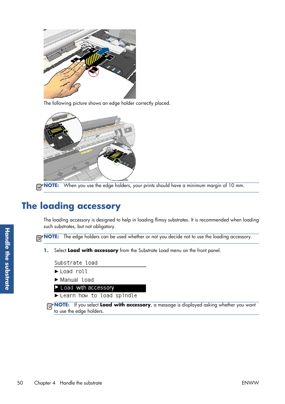 The loading accessory, Ile material, see, Ile material see | HP Latex 210 Printer User Manual | Page 54 / 95