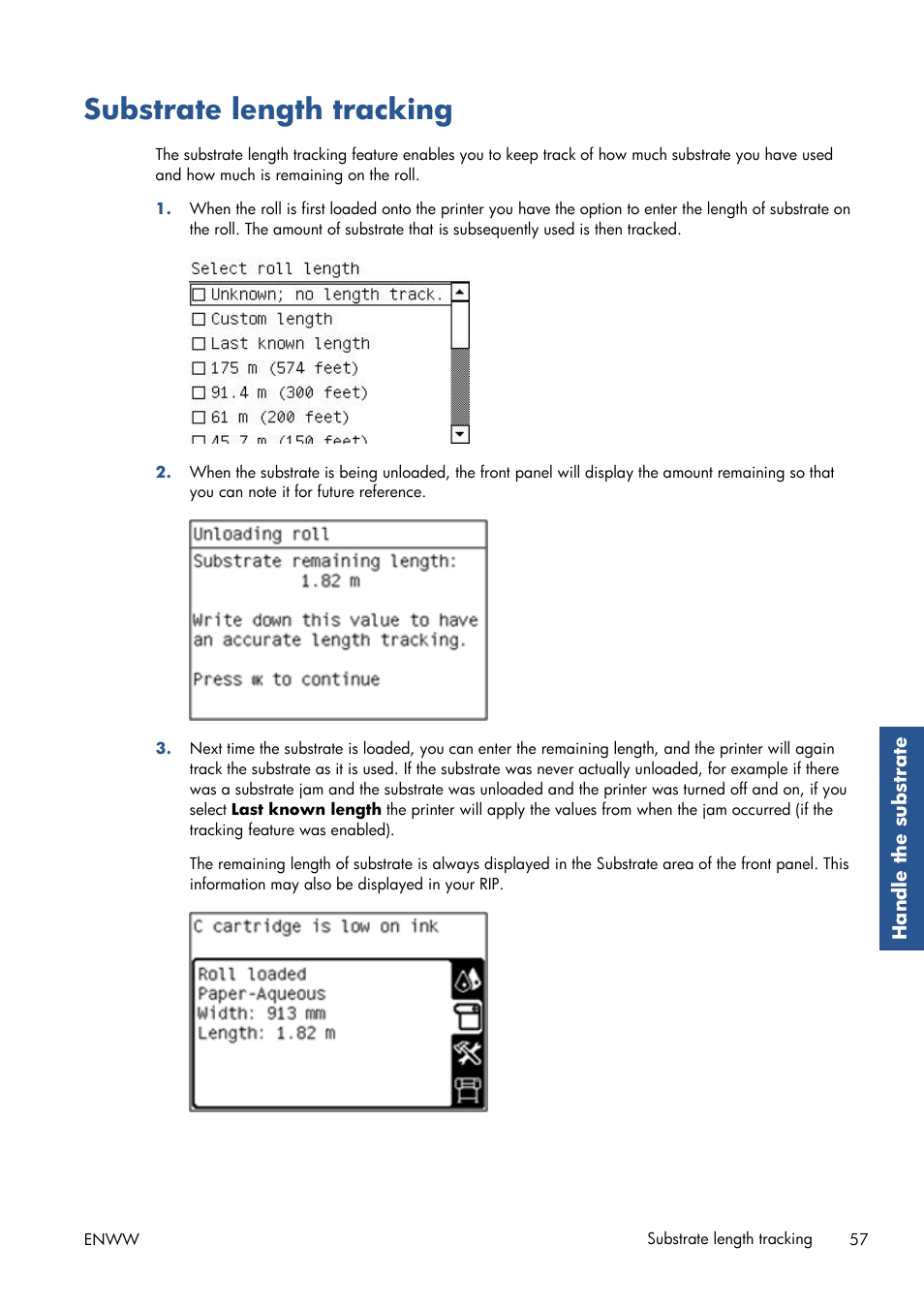 Substrate length tracking | HP Latex 210 Printer User Manual | Page 61 / 95