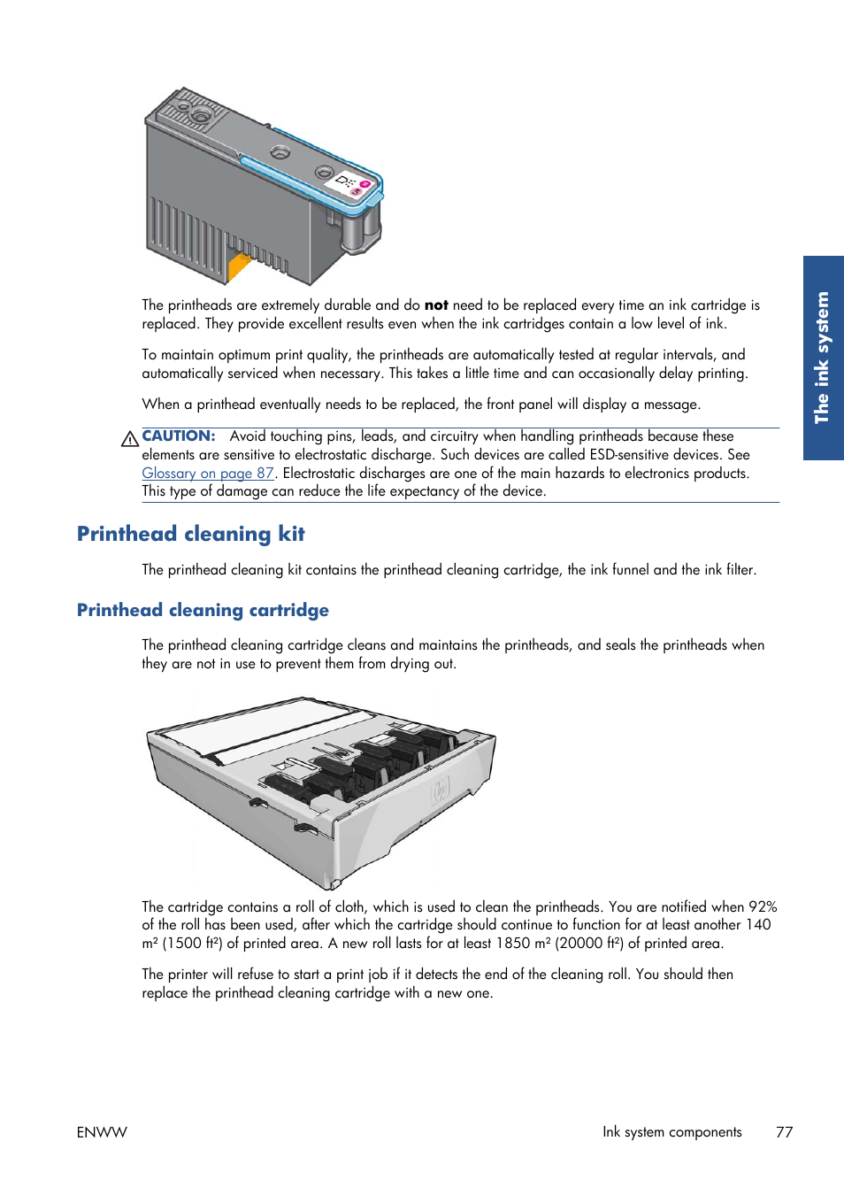 Printhead cleaning kit, Printhead cleaning cartridge | HP Latex 210 Printer User Manual | Page 81 / 95