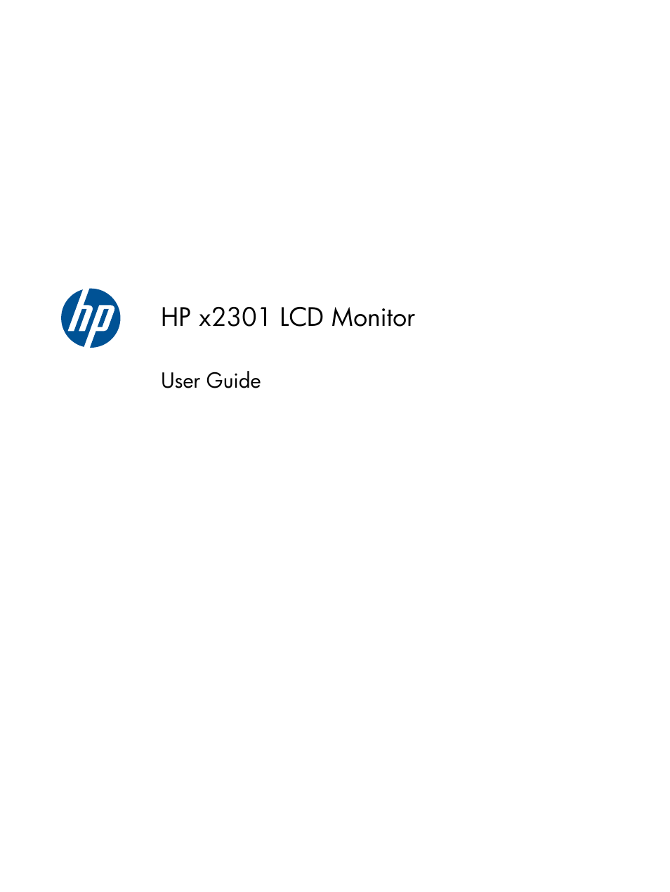 HP x2301 23-inch Diagonal Micro Thin LED Monitor User Manual | 34 pages