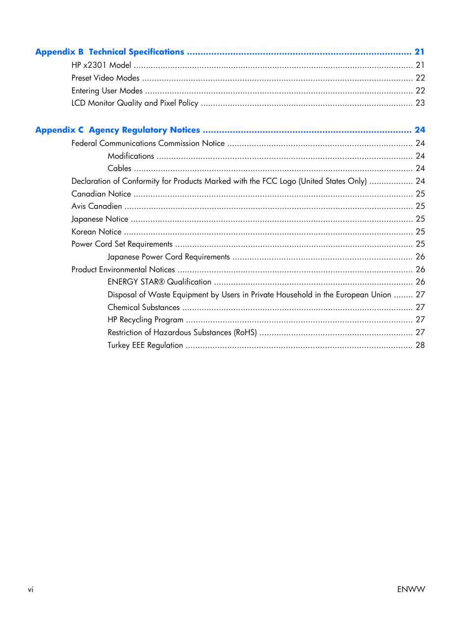 HP x2301 23-inch Diagonal Micro Thin LED Monitor User Manual | Page 6 / 34