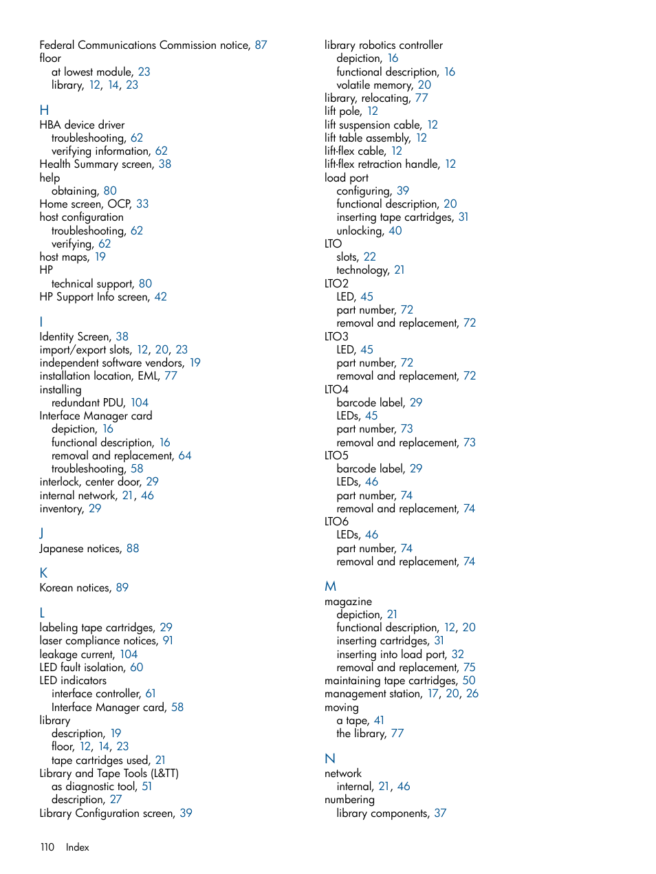 HP EML E-series Tape Libraries User Manual | Page 110 / 112