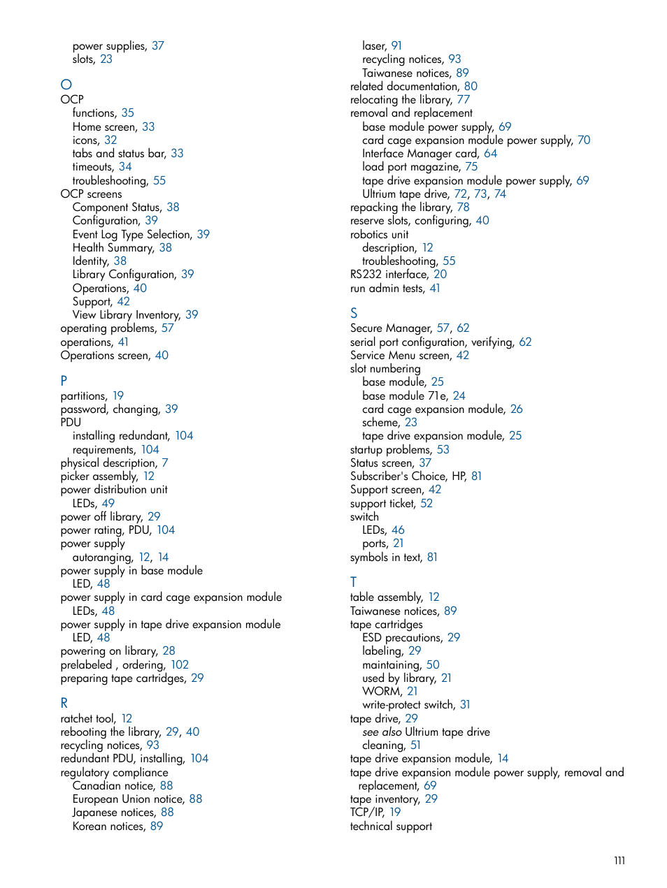 HP EML E-series Tape Libraries User Manual | Page 111 / 112