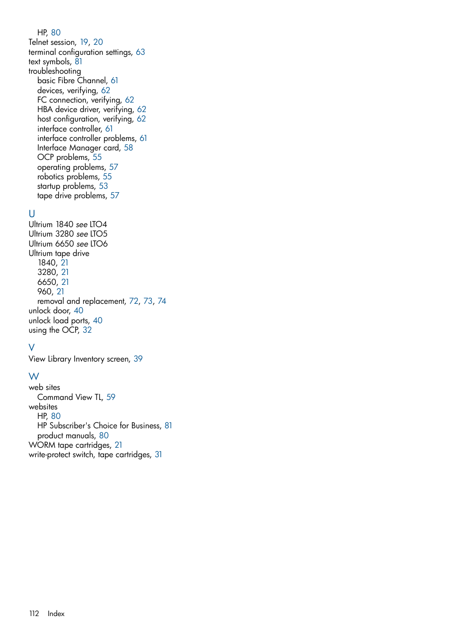 HP EML E-series Tape Libraries User Manual | Page 112 / 112