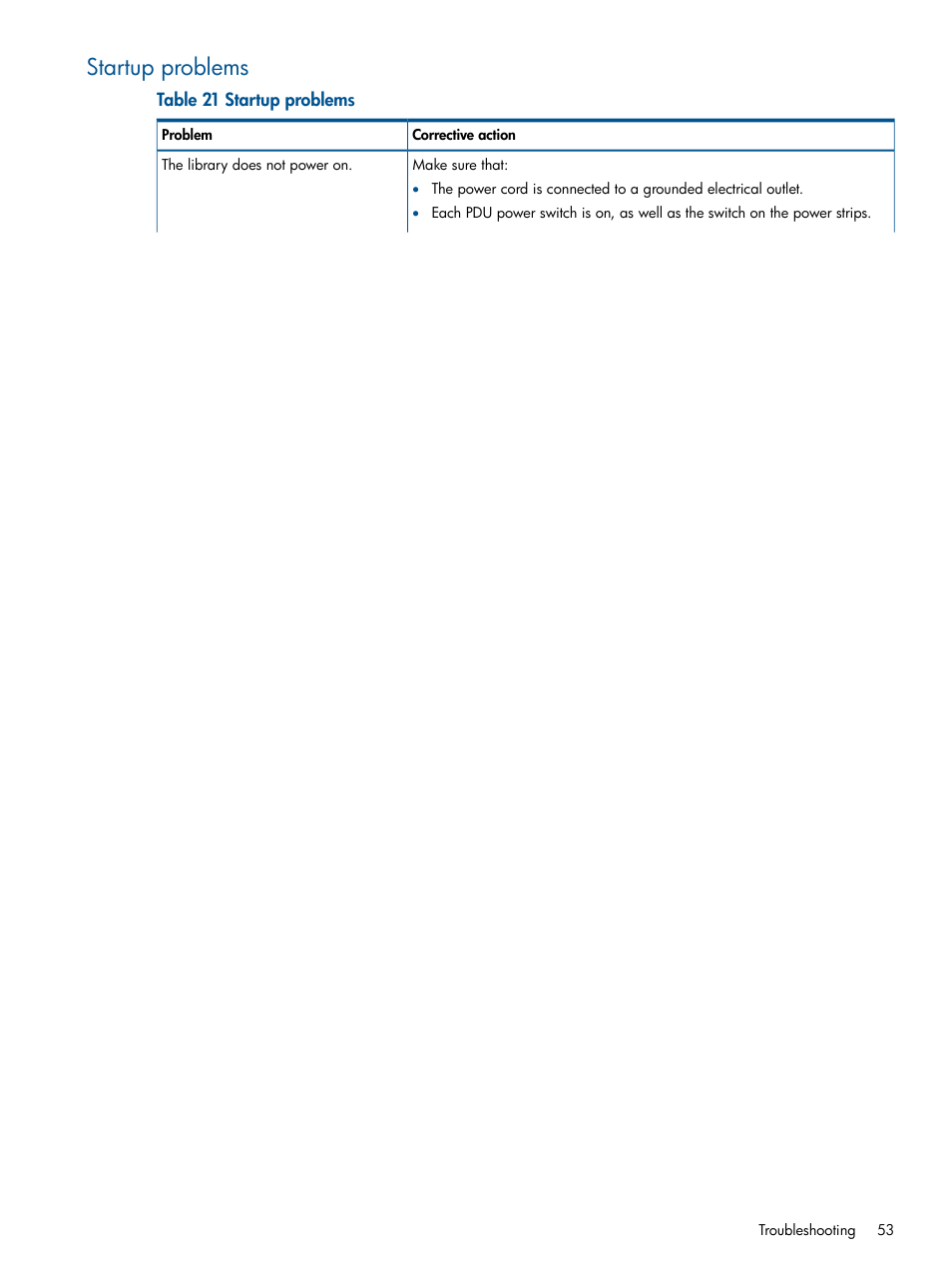 Startup problems | HP EML E-series Tape Libraries User Manual | Page 53 / 112