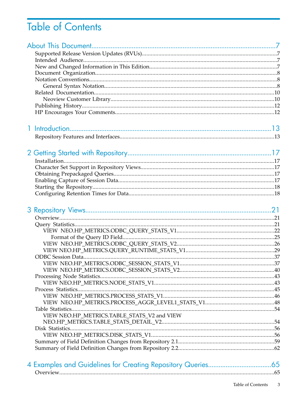 HP Neoview Release 2.4 Software User Manual | Page 3 / 78