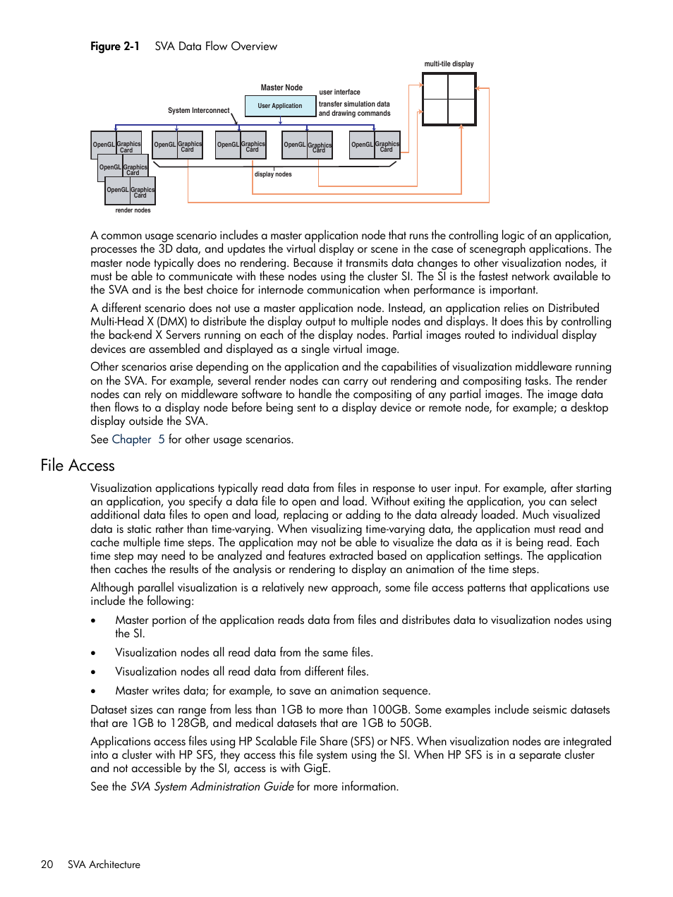 File access, 1 sva data flow overview, Figure 2-1 | HP Scalable Visualization Array Software User Manual | Page 20 / 48