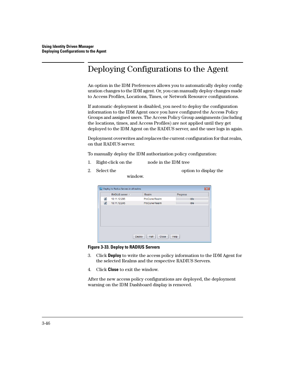 Deploying configurations to the agent | HP Identity Driven Manager Software Series User Manual | Page 114 / 200