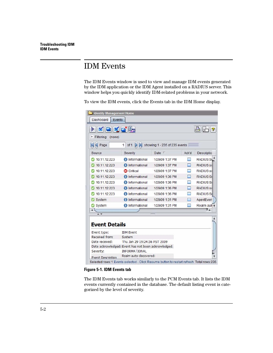 Idm events | HP Identity Driven Manager Software Series User Manual | Page 170 / 200