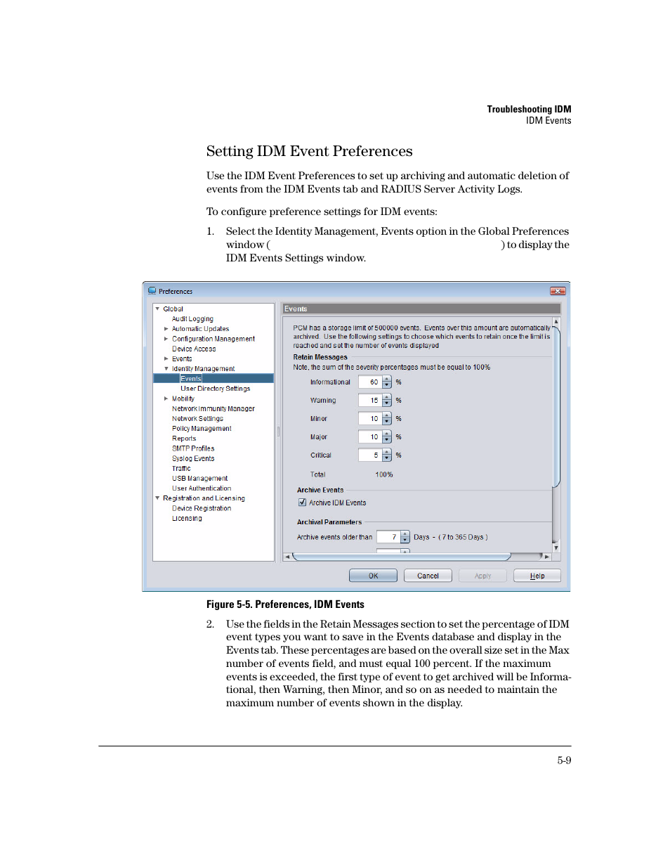 Setting idm event preferences, Setting idm event preferences -9 | HP Identity Driven Manager Software Series User Manual | Page 177 / 200