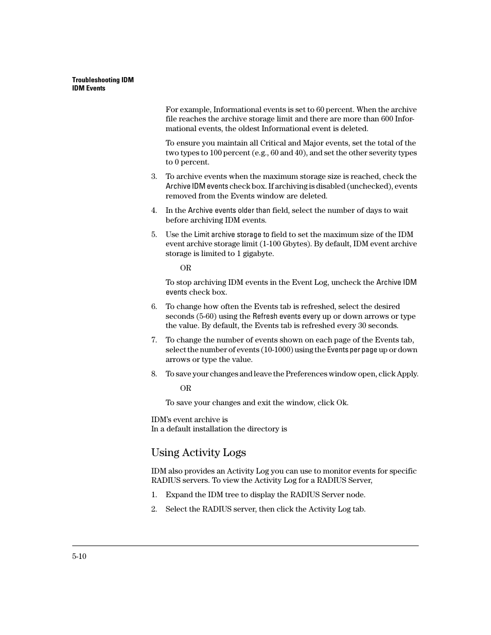 Using activity logs, Using activity logs -10 | HP Identity Driven Manager Software Series User Manual | Page 178 / 200