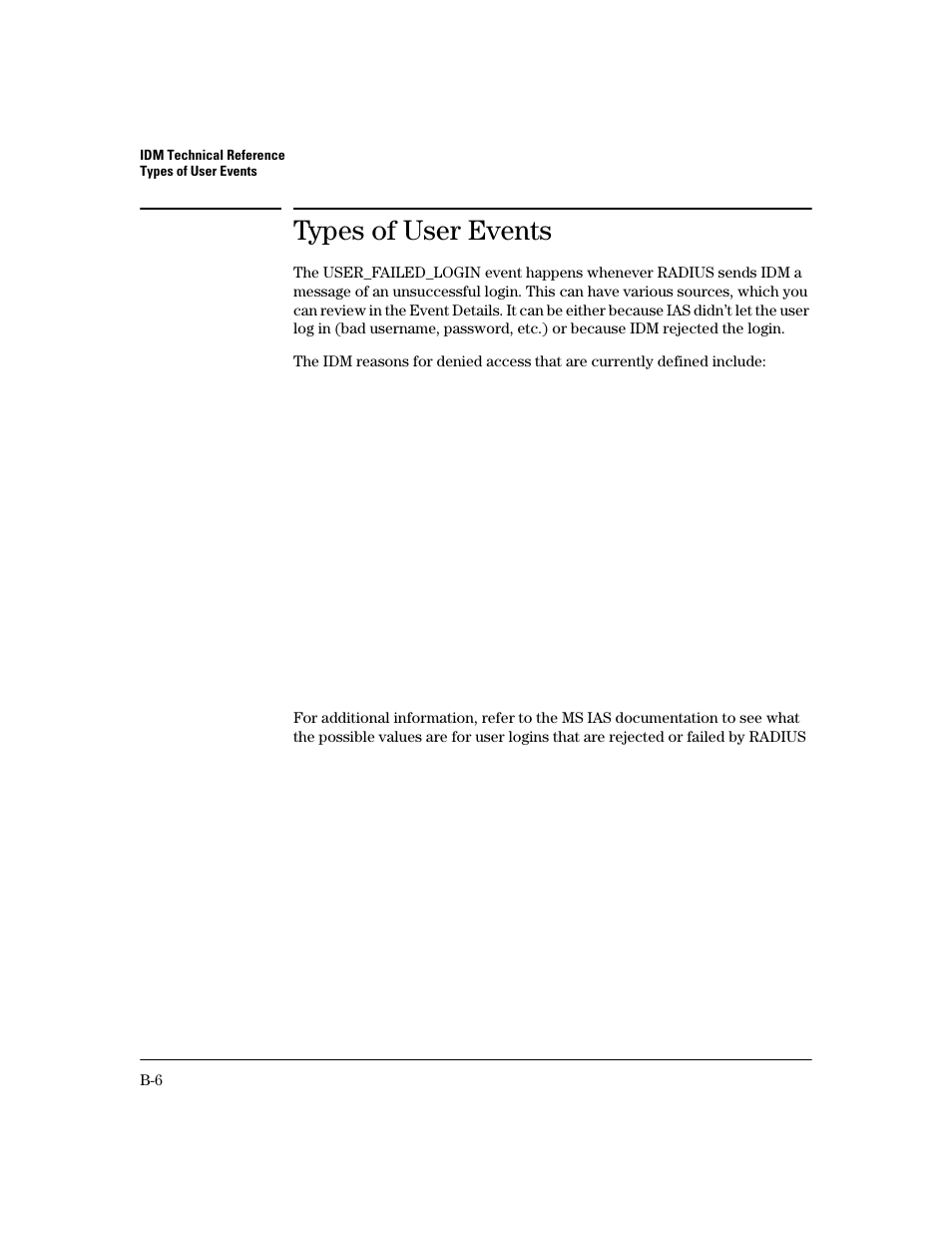 Types of user events | HP Identity Driven Manager Software Series User Manual | Page 196 / 200