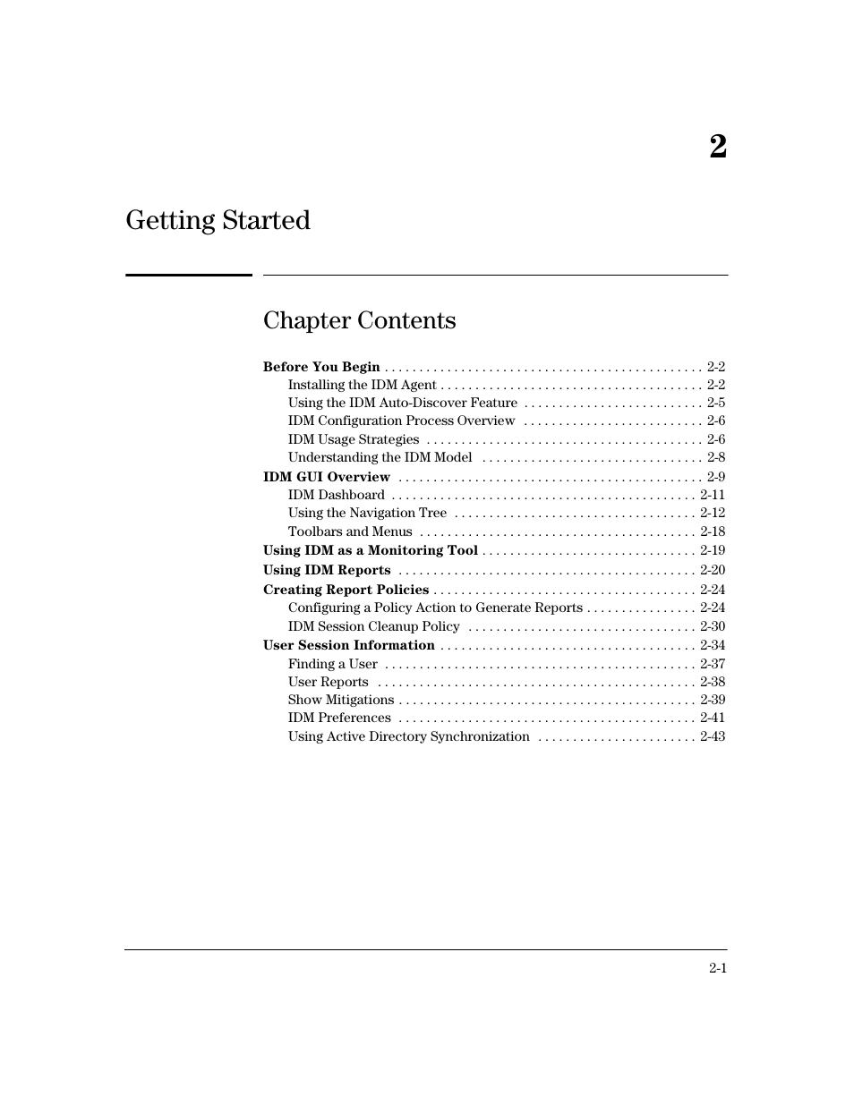 Getting started, Chapter contents, 2 getting started | HP Identity Driven Manager Software Series User Manual | Page 21 / 200