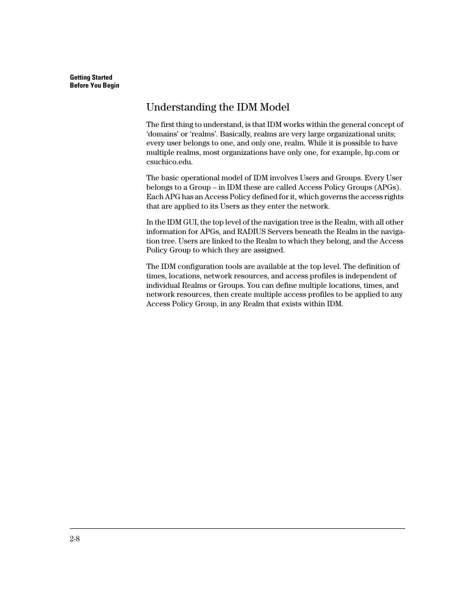 Understanding the idm model, Understanding the idm model -8 | HP Identity Driven Manager Software Series User Manual | Page 28 / 200