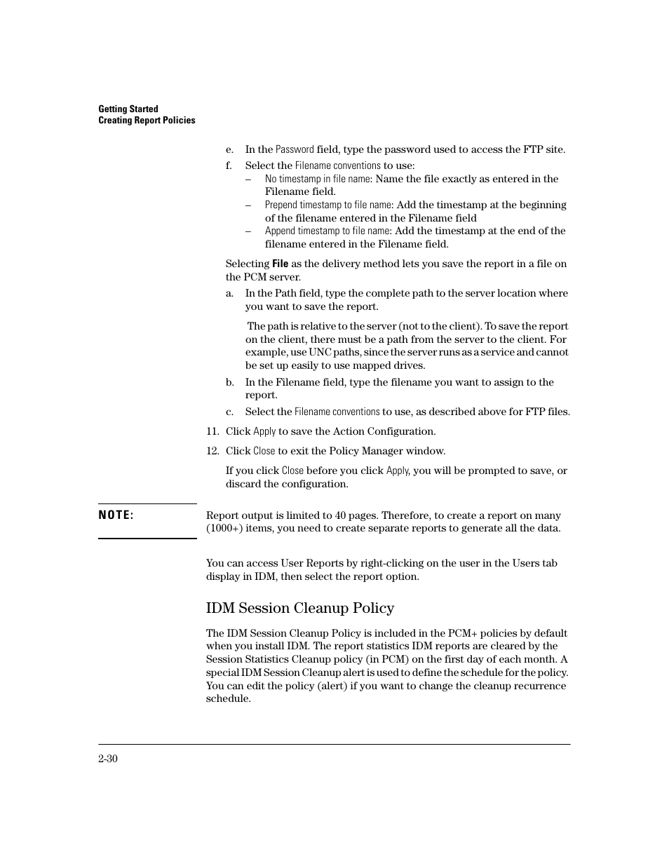 Idm session cleanup policy, Idm session cleanup policy -30 | HP Identity Driven Manager Software Series User Manual | Page 50 / 200