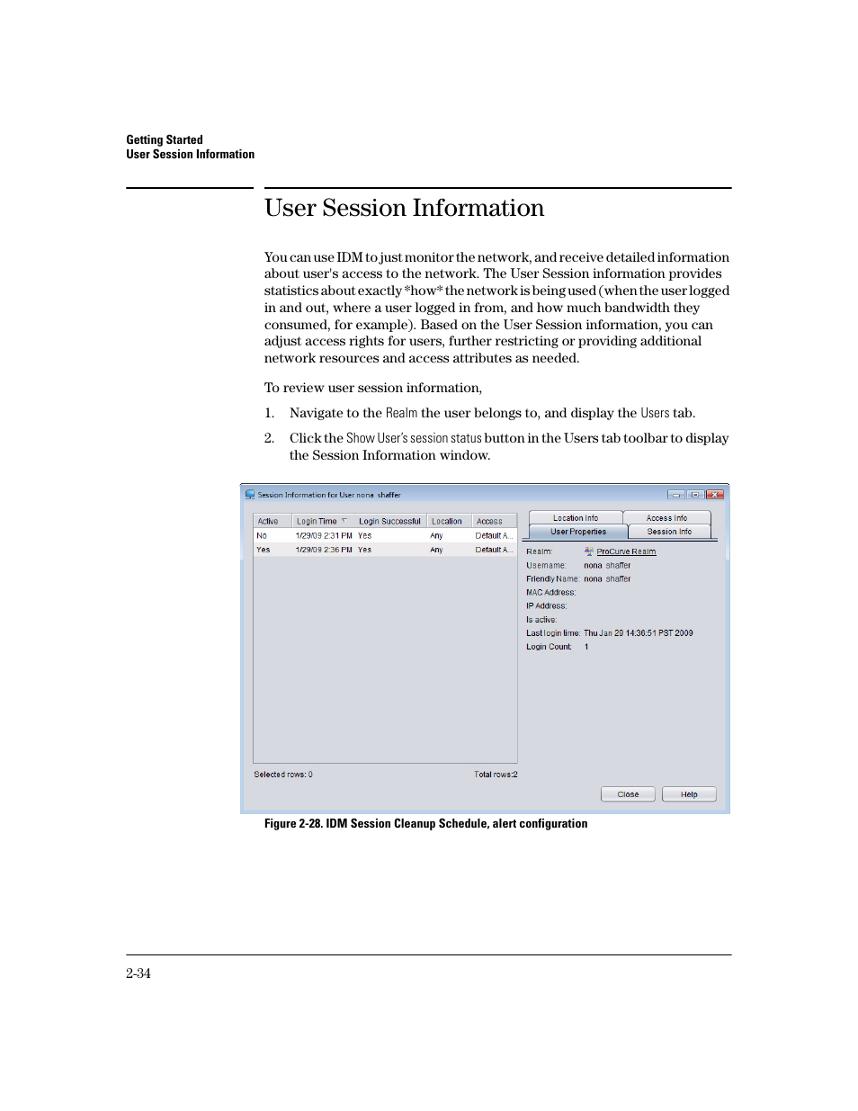 User session information | HP Identity Driven Manager Software Series User Manual | Page 54 / 200