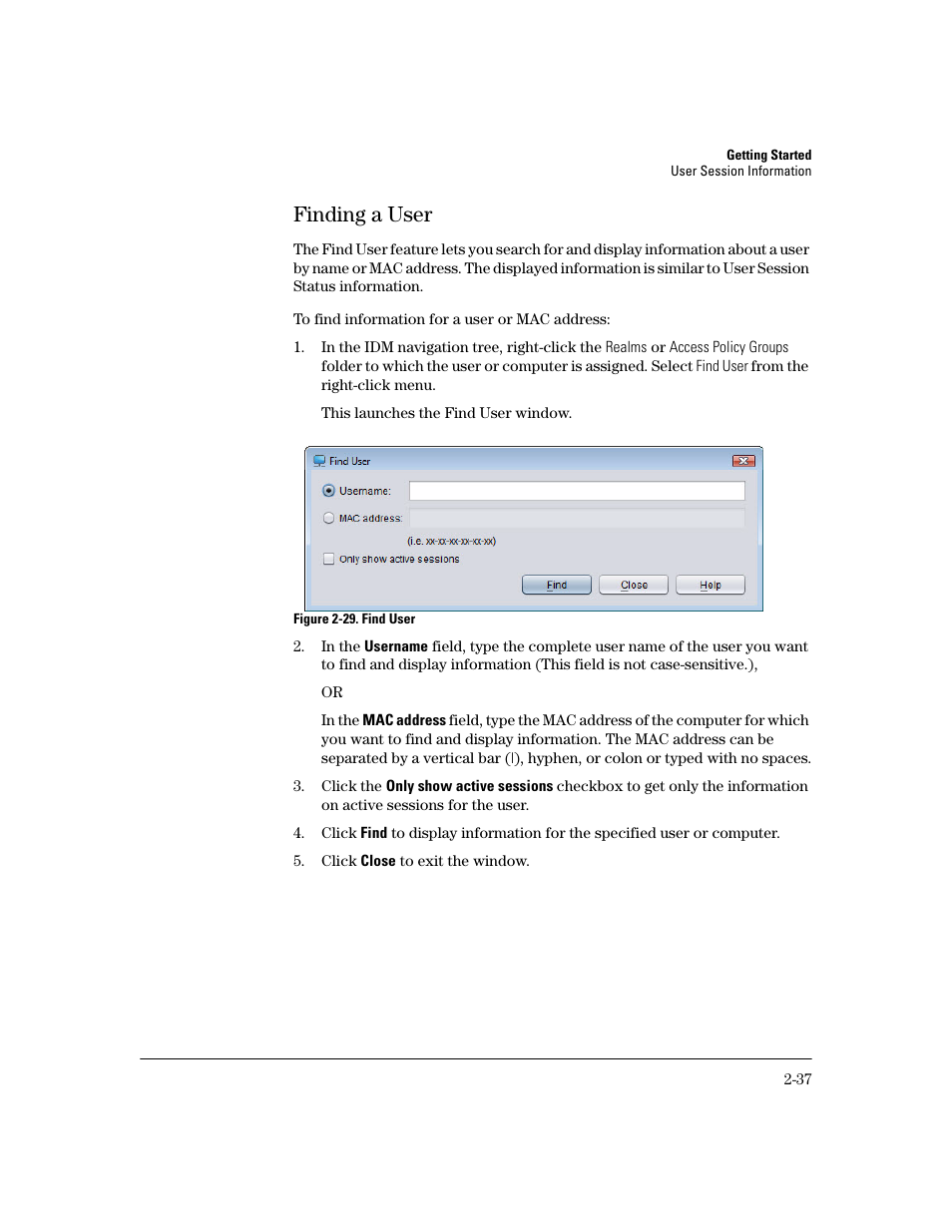 Finding a user, Finding a user -37 | HP Identity Driven Manager Software Series User Manual | Page 57 / 200