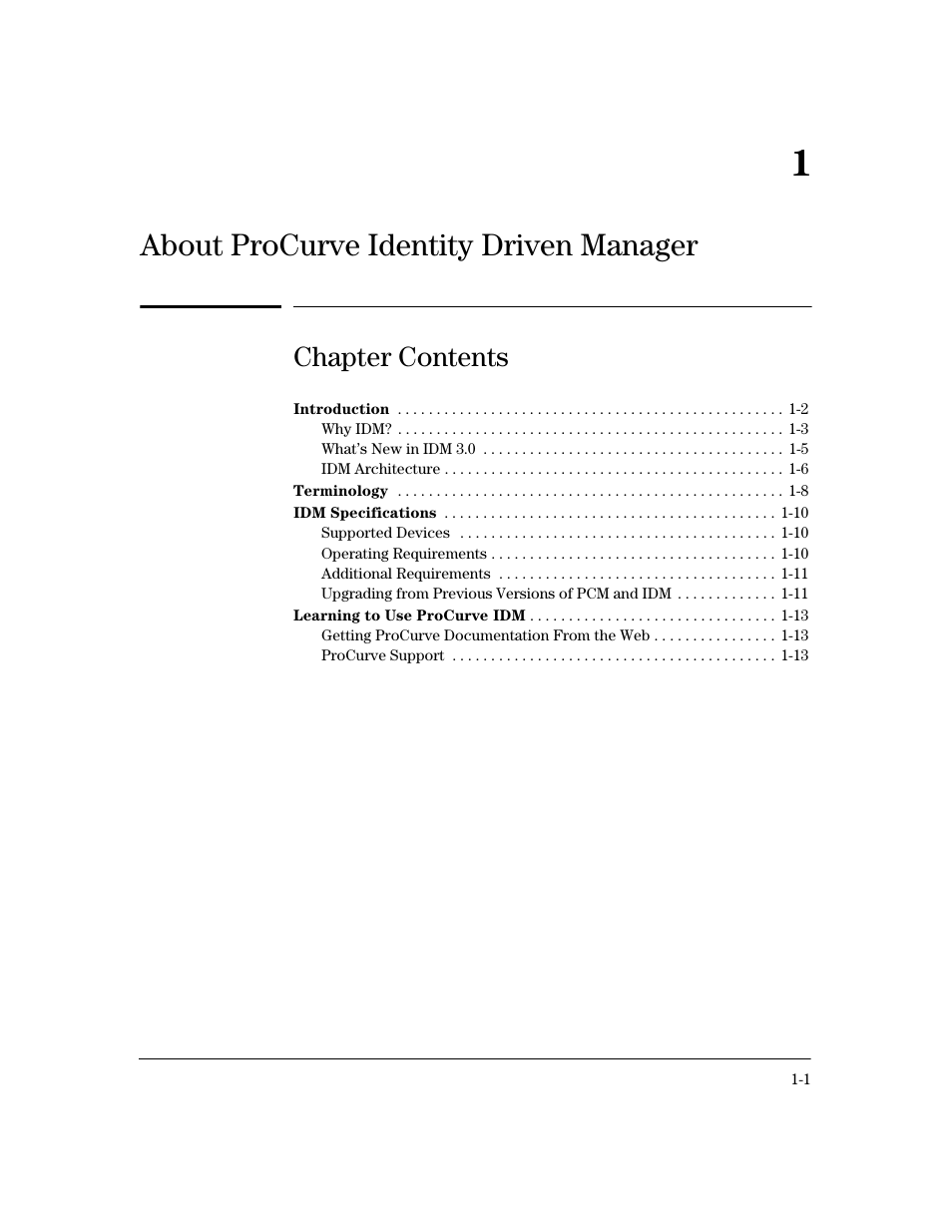 About procurve identity driven manager, Chapter contents, 1 about procurve identity driven manager | HP Identity Driven Manager Software Series User Manual | Page 7 / 200