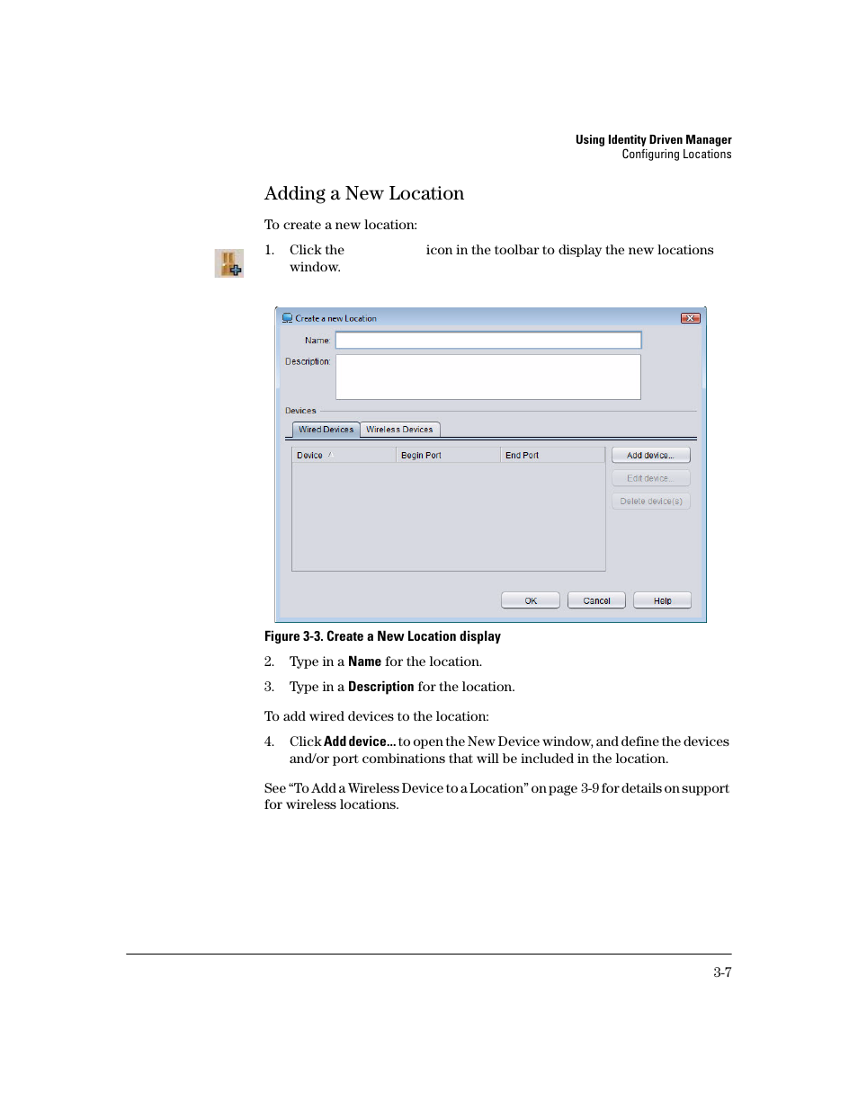 Adding a new location, Adding a new location -7 | HP Identity Driven Manager Software Series User Manual | Page 75 / 200