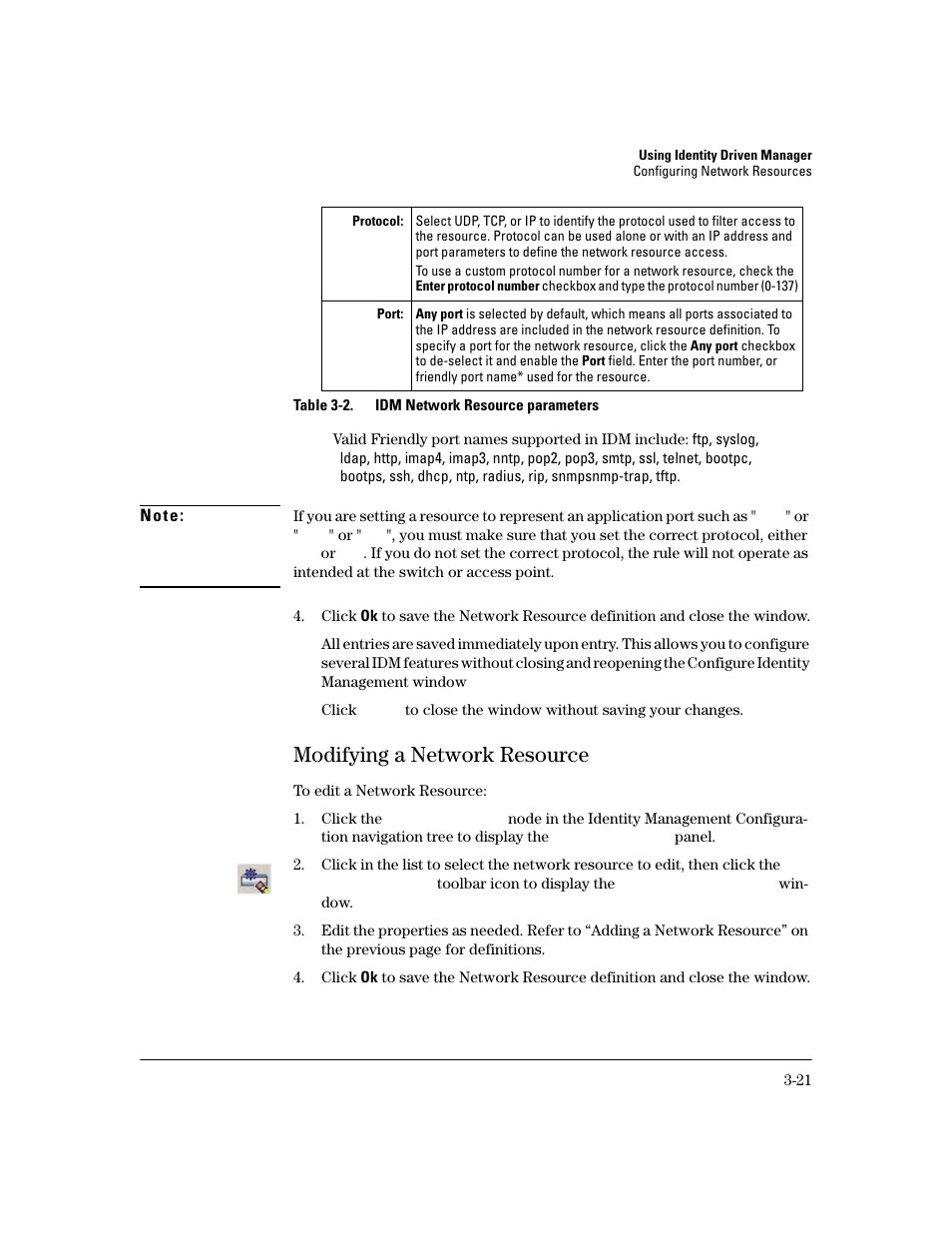 Modifying a network resource, Modifying a network resource -21 | HP Identity Driven Manager Software Series User Manual | Page 89 / 200