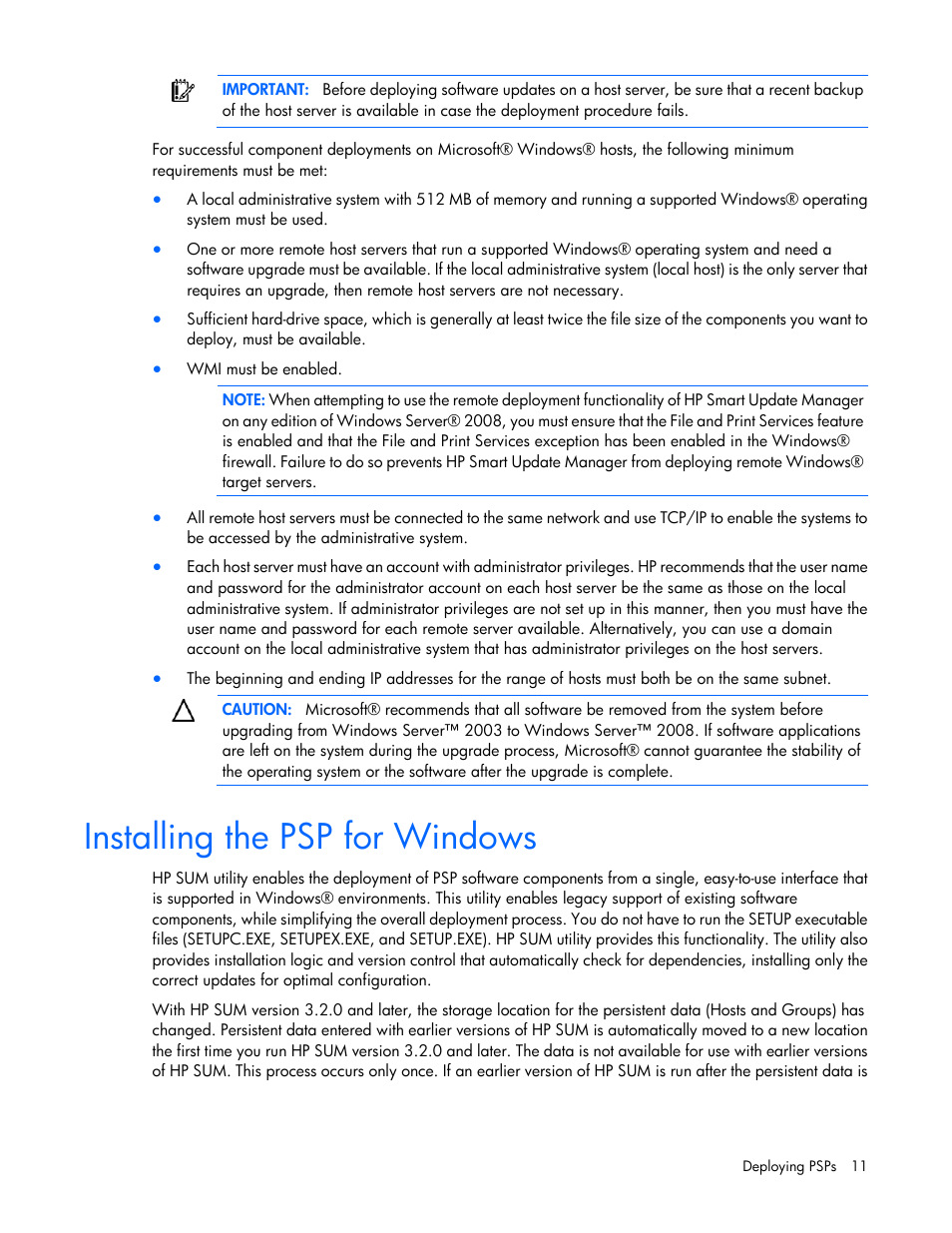 Installing the psp for windows | HP ProLiant Support Pack User Manual | Page 11 / 44