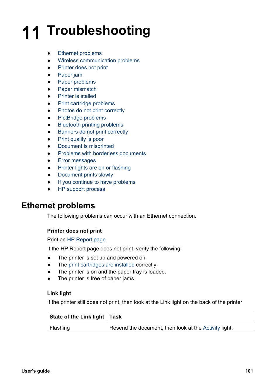 Troubleshooting, Ethernet problems, 11 troubleshooting | HP Deskjet 6988dt Printer User Manual | Page 103 / 154