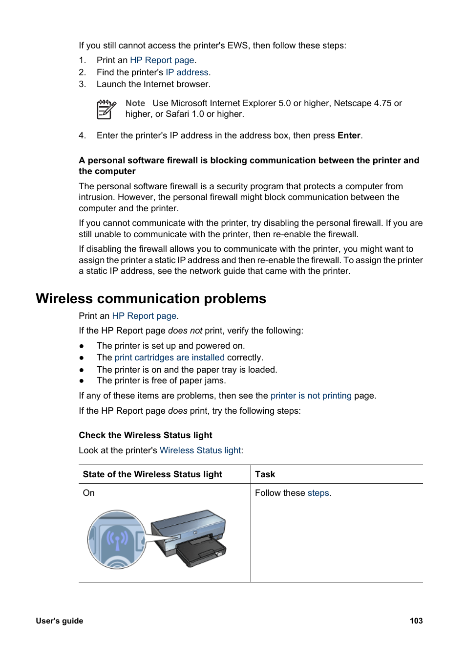 Wireless communication problems, Troubleshooting, Steps | HP Deskjet 6988dt Printer User Manual | Page 105 / 154
