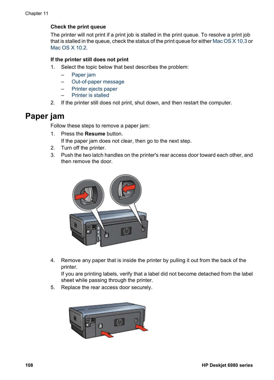 Paper jam | HP Deskjet 6988dt Printer User Manual | Page 110 / 154