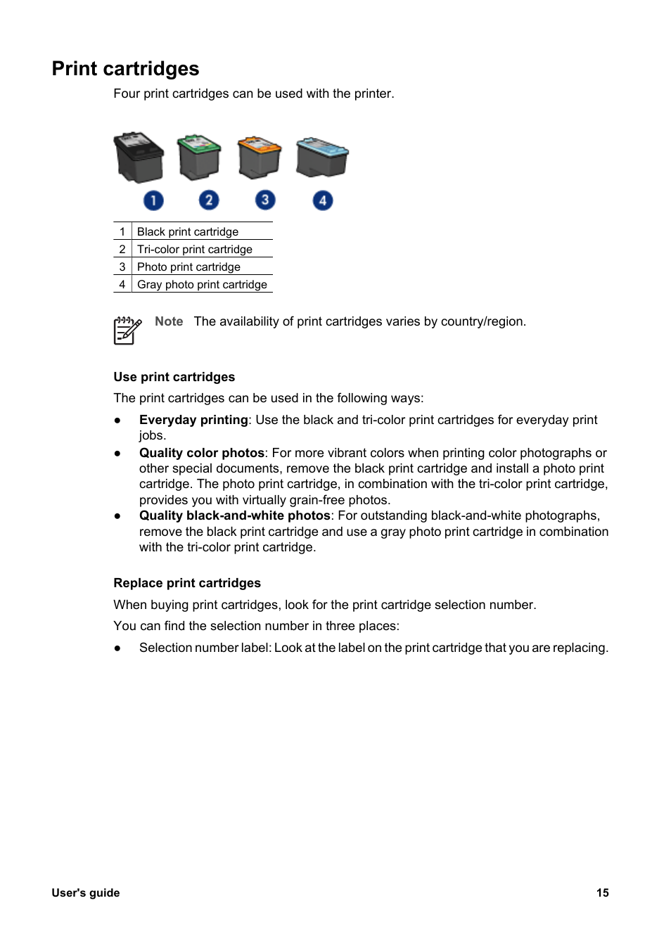 Print cartridges | HP Deskjet 6988dt Printer User Manual | Page 17 / 154