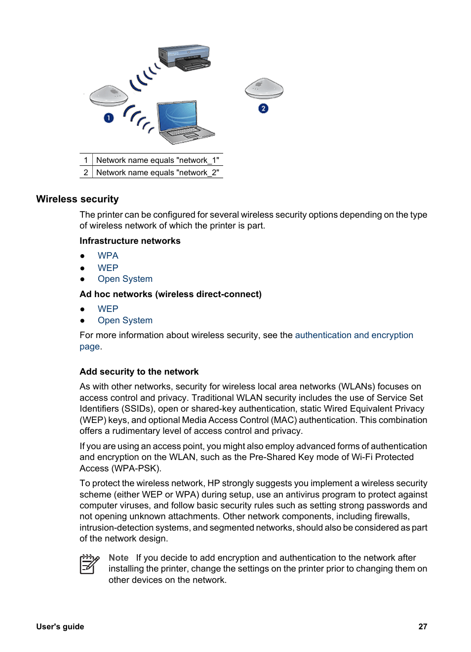 Wireless security, Wireless | HP Deskjet 6988dt Printer User Manual | Page 29 / 154