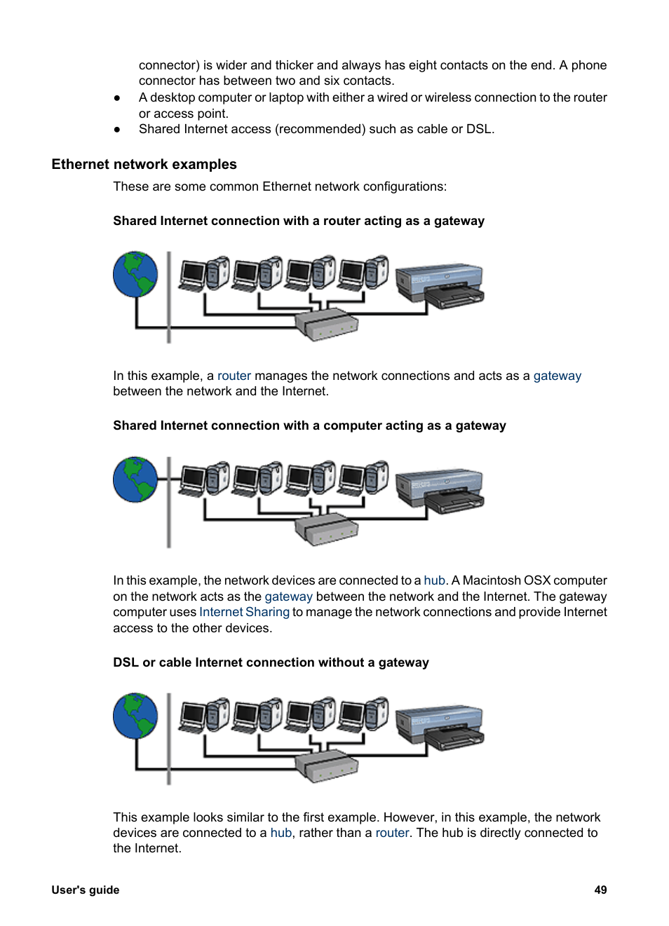 Ethernet network examples | HP Deskjet 6988dt Printer User Manual | Page 51 / 154