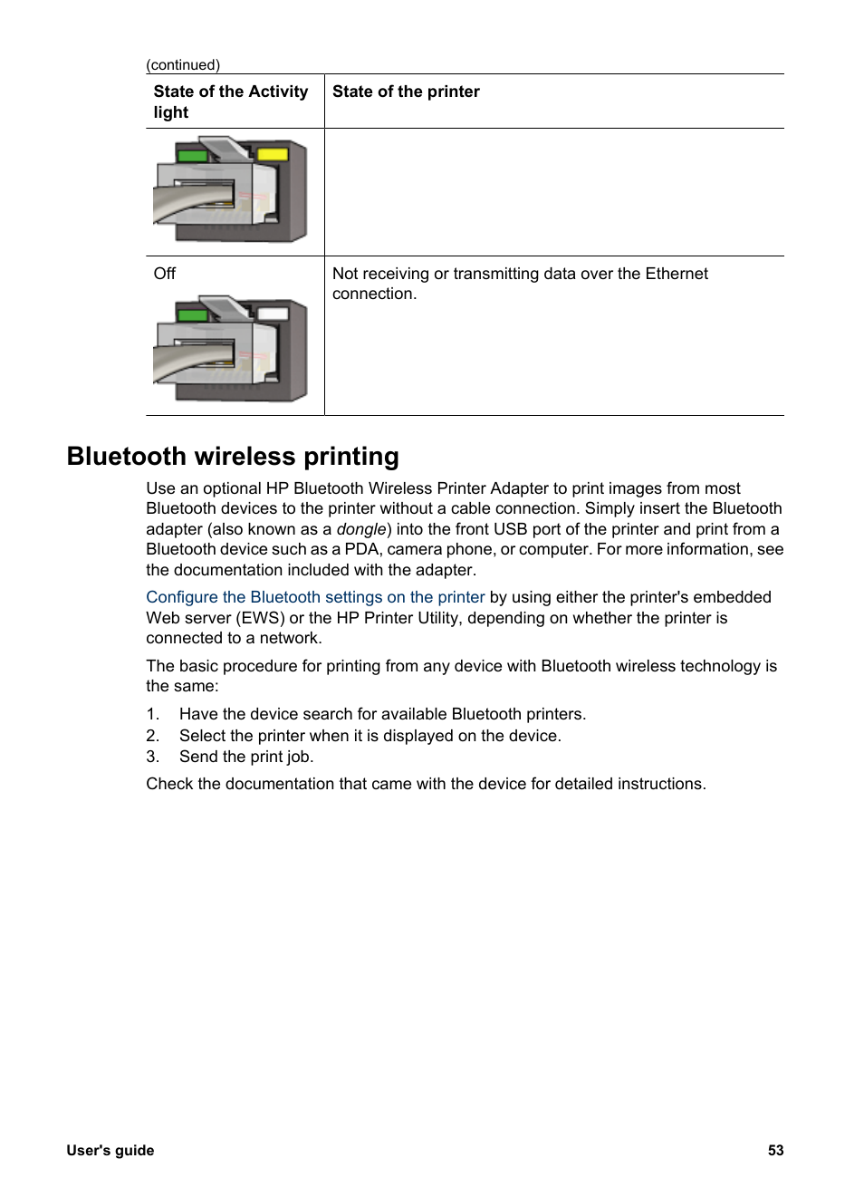 Bluetooth wireless printing | HP Deskjet 6988dt Printer User Manual | Page 55 / 154