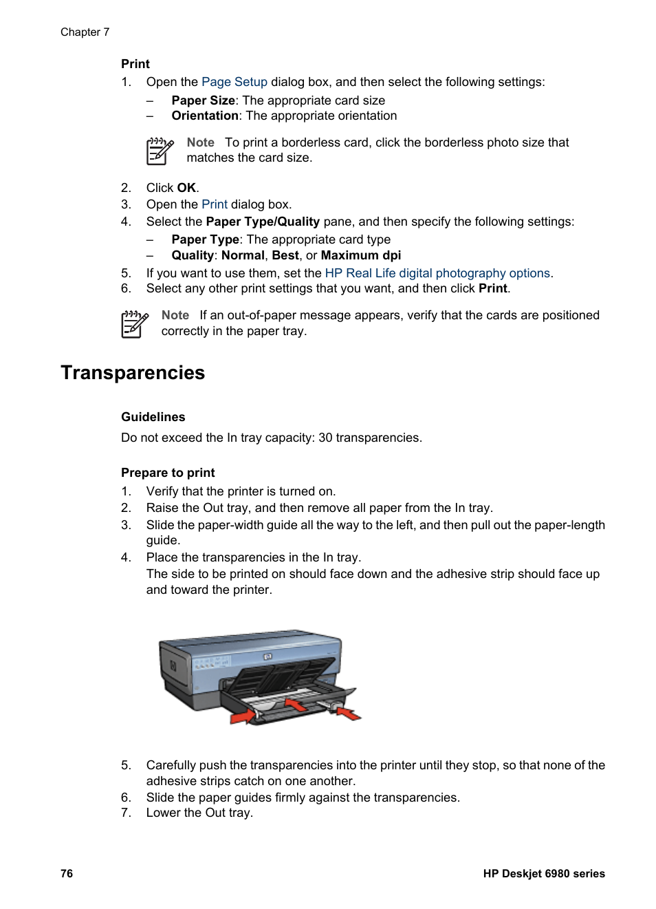 Transparencies | HP Deskjet 6988dt Printer User Manual | Page 78 / 154