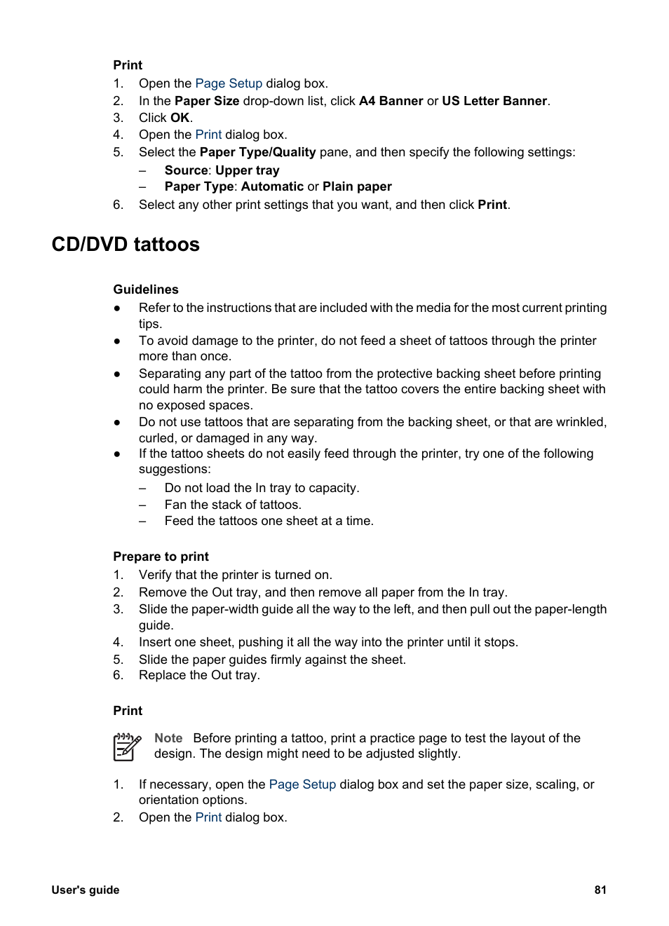 Cd/dvd tattoos | HP Deskjet 6988dt Printer User Manual | Page 83 / 154