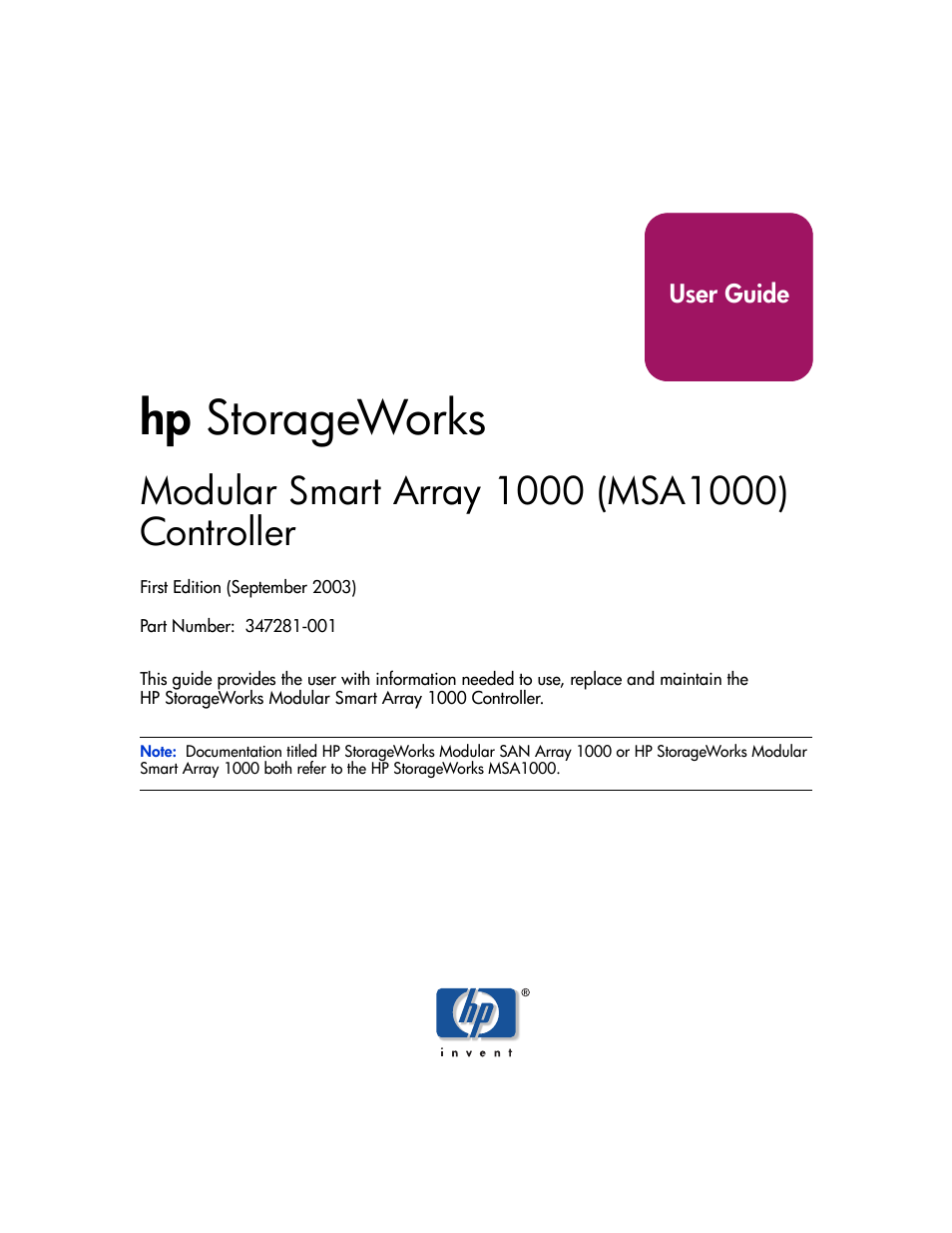 HP StorageWorks 1000 Modular Smart Array User Manual | 72 pages