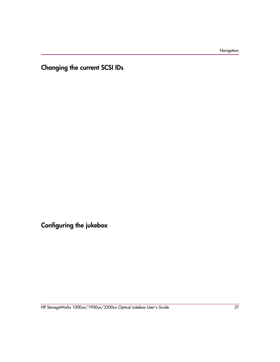 Changing the current scsi ids, Configuring the jukebox | HP StorageWorks Ultra Density Optical Storage User Manual | Page 37 / 80