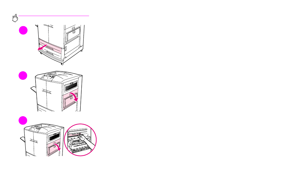 Jam in tray 2 or tray 3 | HP Color LaserJet 9500 Printer series User Manual | Page 108 / 254