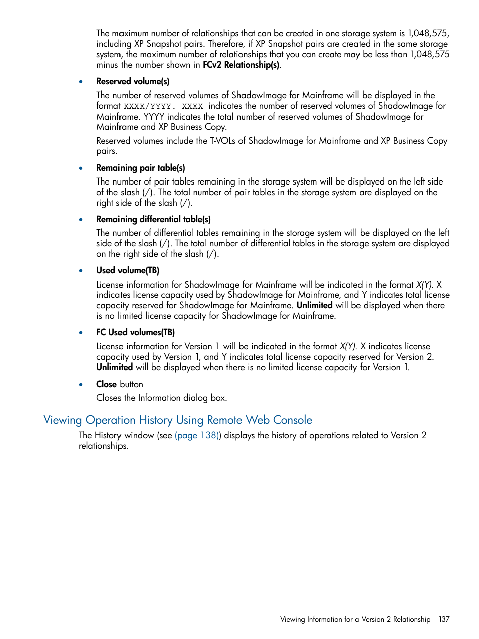 Viewing operation history using remote web console | HP StorageWorks XP Remote Web Console Software User Manual | Page 137 / 155