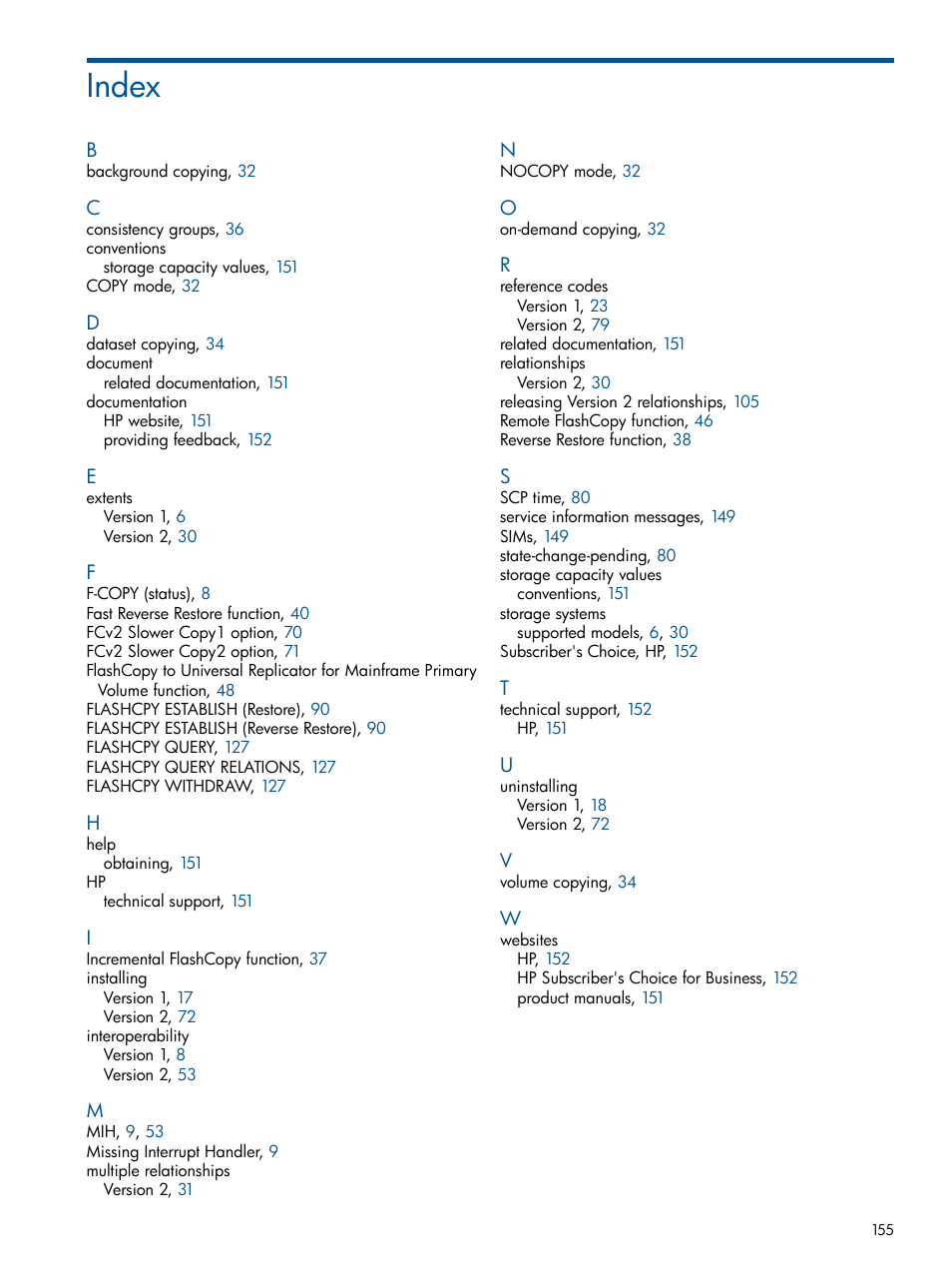 Index | HP StorageWorks XP Remote Web Console Software User Manual | Page 155 / 155