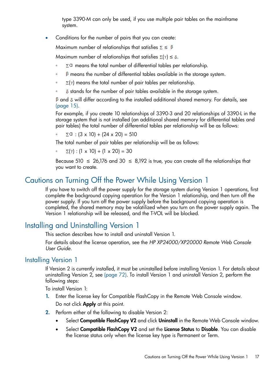 Installing and uninstalling version 1, Installing version 1 | HP StorageWorks XP Remote Web Console Software User Manual | Page 17 / 155